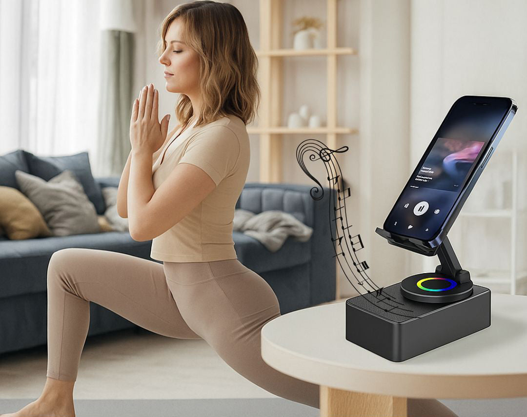 סטנד לטלפון עם רמקול Bluetooth 9D מתקפל